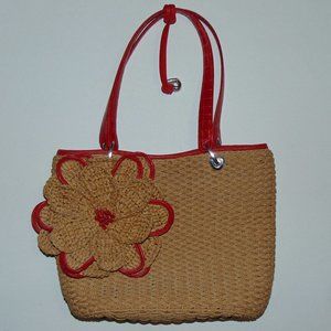Brighton Basket Woven Straw Flower Tote